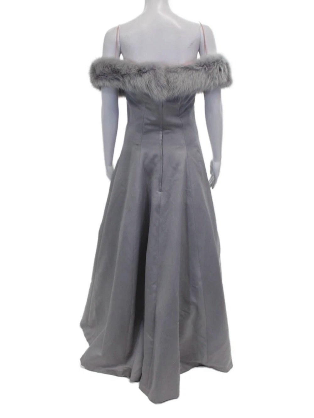 Vintage Victor Costa Off The Shoulder Fur Trim Formal Evening Gown Dress 12 - Picture 3 of 8